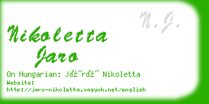 nikoletta jaro business card